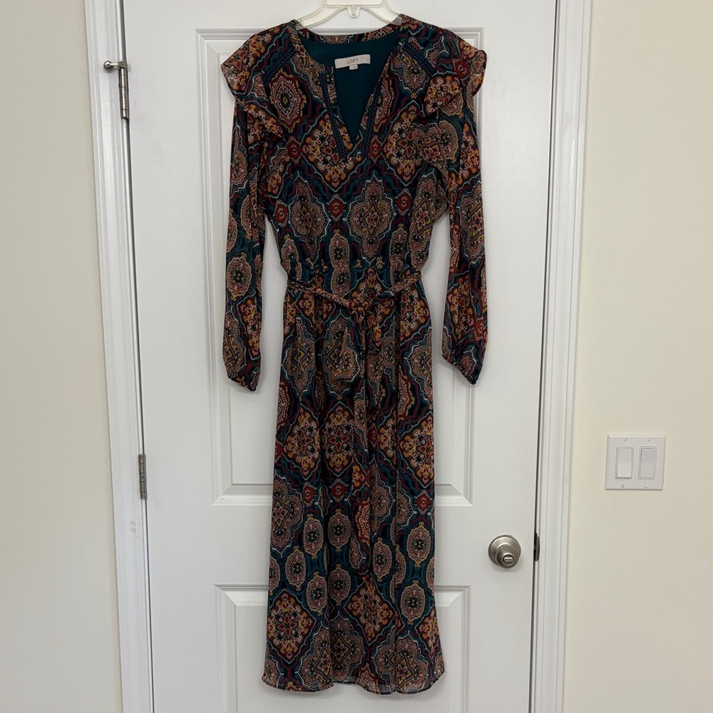 NWOT LOFT Multicolor Long Sleeve Dress - Picture 3 of 8